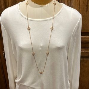 NWOT Gold necklace with clear rhinestones.